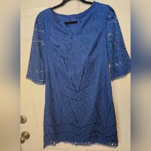 Adrianna Papell blue lace dress